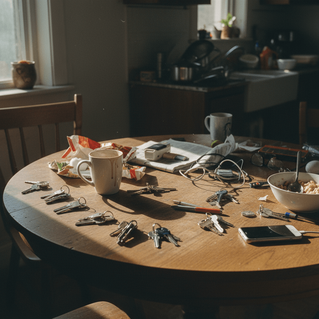 Verlorene Schlüssel auf einem Tisch