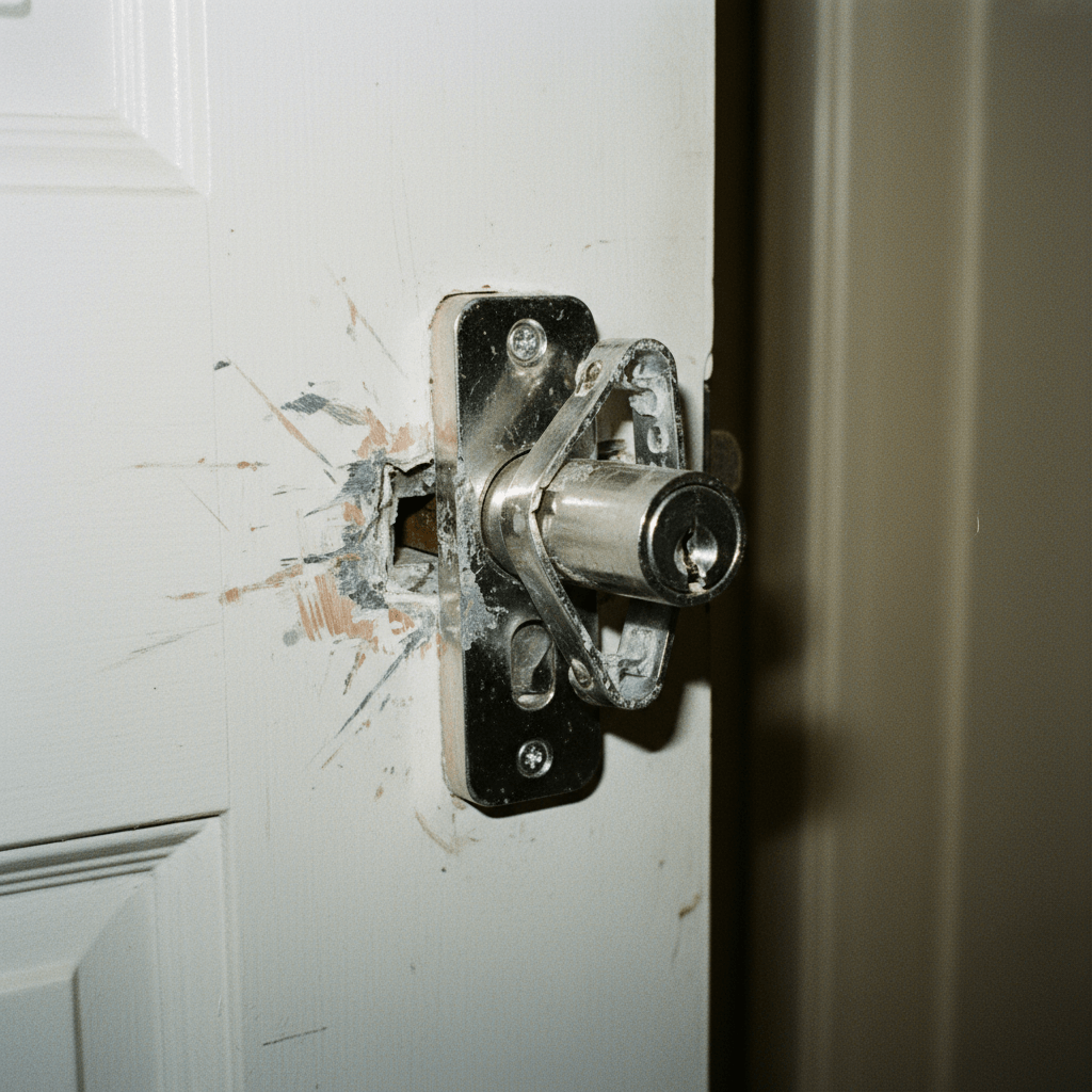 Beschädigtes Türschloss austauschen nach einem Einbruchsversuch